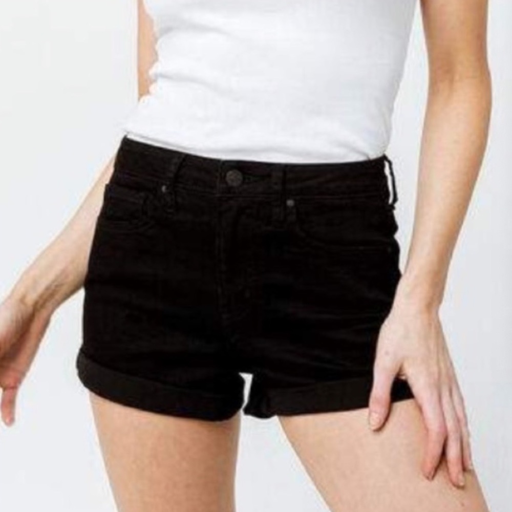 Black Jean Shorts High Rise